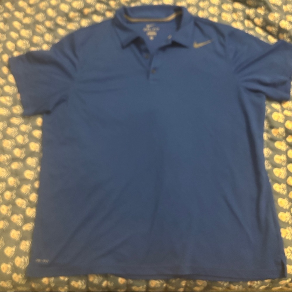 Nike Dri-FIT Blue Polo with Yellow Accents
